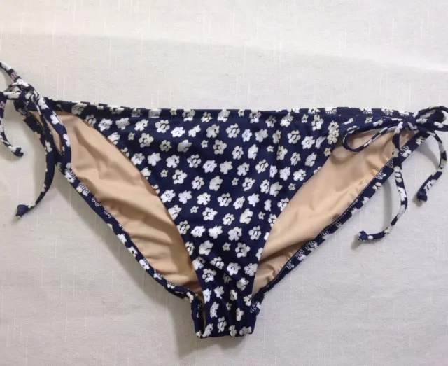 NWT J. CREW BLURRED FLORAL STRING HIPSTER navy swim suit bikini bottoms sz XL