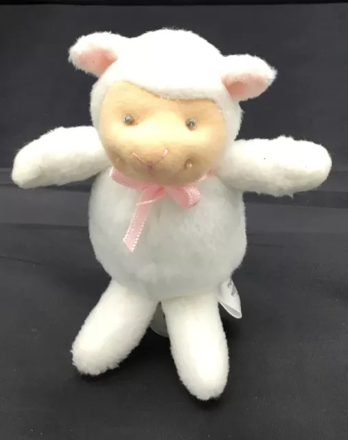 Carters Mini 4.5” Lamb Plush Finger Puppet - White Pink Farm Animal Baby Infant