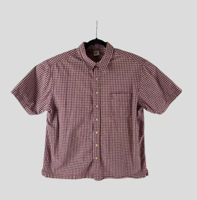 Old Navy Men’s XL Red Grid  Casual Shirt Button Down Short Sleeve One Pocket