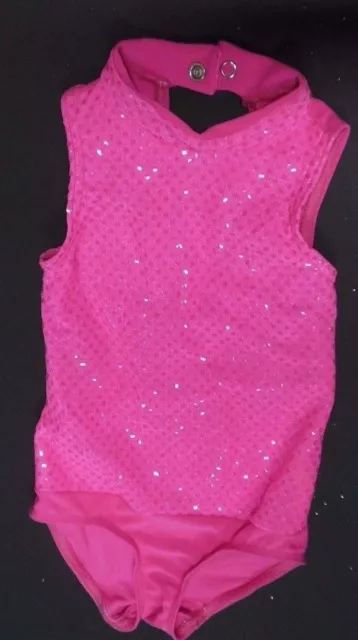 NWT HOT PINK Beauty Pageant DanceTap Clogging Costume Leotard X Small child