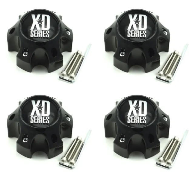 4x NEW KMC XD Series Gloss Black Wheel Center Caps 6x4.5 XD798 Addict XD809 Riot