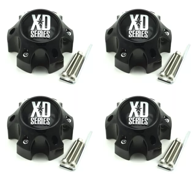 4x NEW KMC XD Series Gloss Black Wheel Center Caps 6x4.5 XD798 Addict XD809 Riot