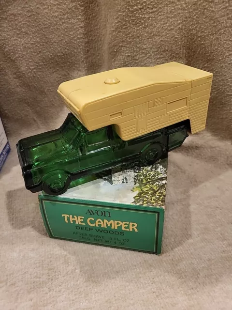 Vintage Avon The Camper Deep Woods After Shave (Empty) Talc (Full) Camper Truck