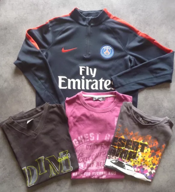 LOT vêtement PSG NIKE pull + 3 T-shirts DIM, Tape à l'oeil, Blog, 12 ans garçon