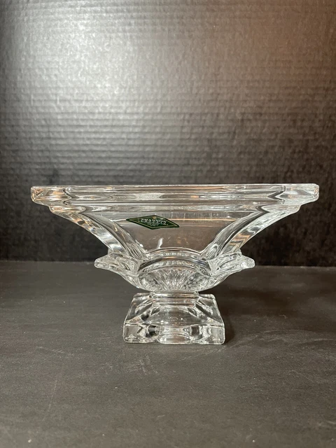 Shannon Crystal Pedestal Candy Dish Footed Centerpiece Square Bowl With Sticker