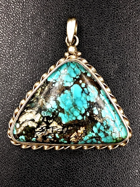 Originale Navajo Argento Sterling Turchese con Ciondolo