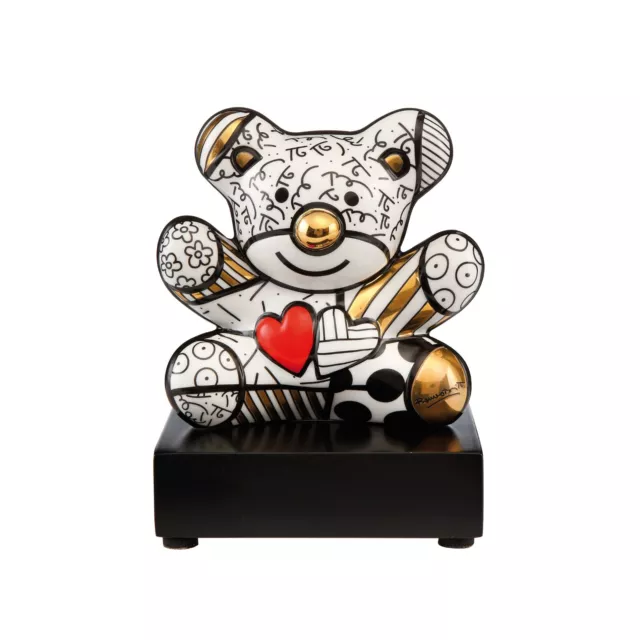 Romero Britto: porcelain sculpture "GOLDEN TRULY YOURS", bear, new, CoA, $250