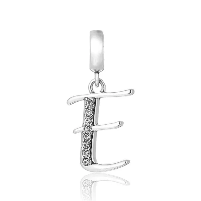 Letter 'E' Initial Pendant Charm, Silver Jewellery, Alphabet Charms for Bracelet