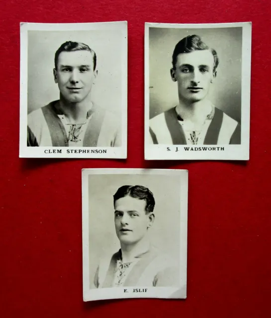 3 Vintage 1922-23  Huddersfield  Soccer Players Real Photo Thomson Trade Cards