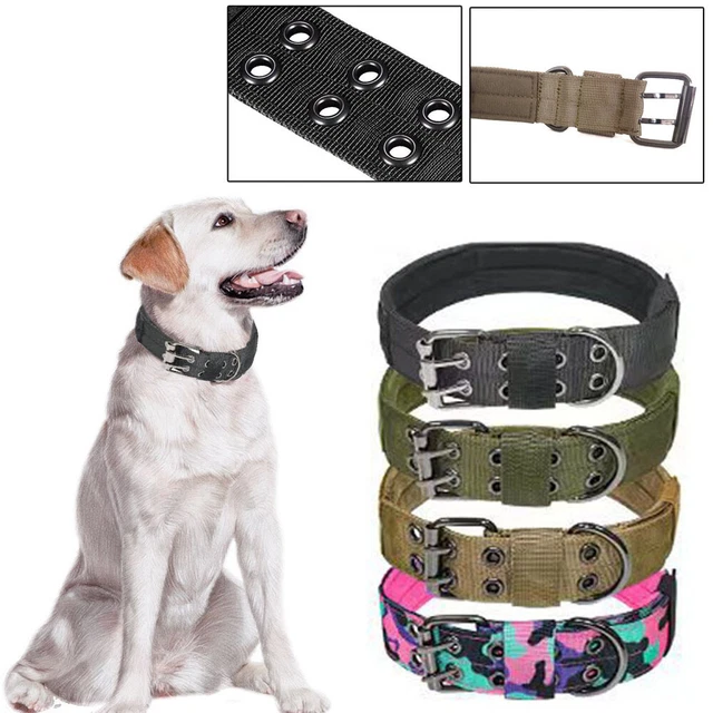 DOG COLLAR MILITARY Adjustable Tactical Nylon Heavy Duty For Dogs ...
