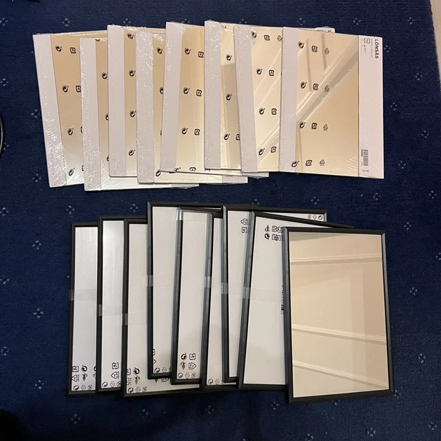 9 x IKEA Lonsas Mirror e 9 x telaio Yllevad nero 21 x 30 cm Lönsås Hack Pacchetto
