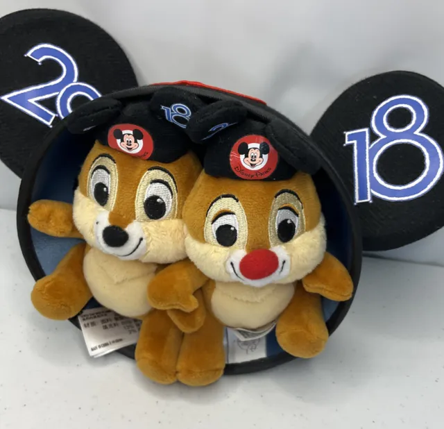 Disney Mickey Mouse Chip & Dale Plush 6" ears hat Cap 2018 Walt