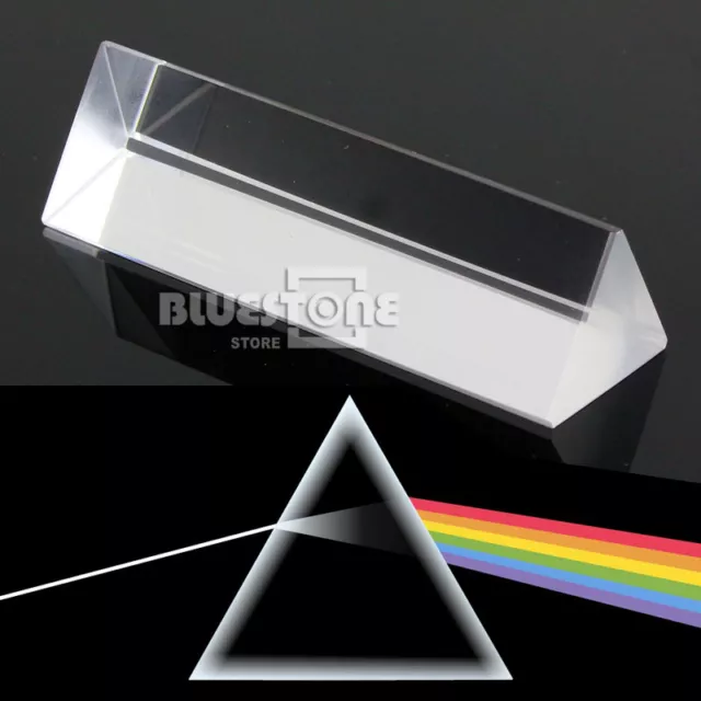New Crystal 10cm Optical Glass Triangular Prism Physics Educate Teaching Rainbow