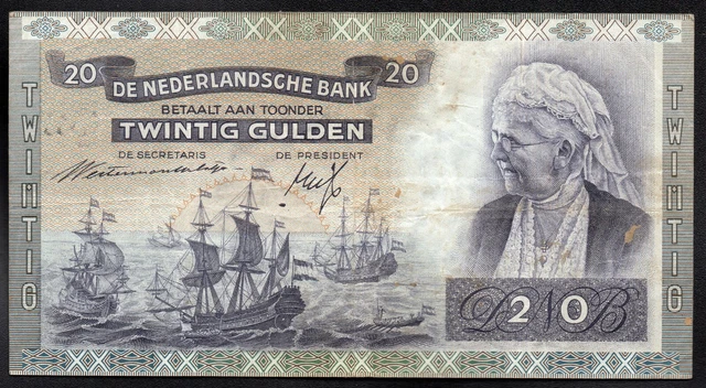 PAYS BAS ; 20 Gulden ; EMMA ; AMSTERDAM le 28 Décembre 1940 ; Pick#53 / L154 PAYS BAS ; 20 Gulden ; EMMA ; AMSTERDAM le 28 Décembre 1940 ; Pick#53 / L154
