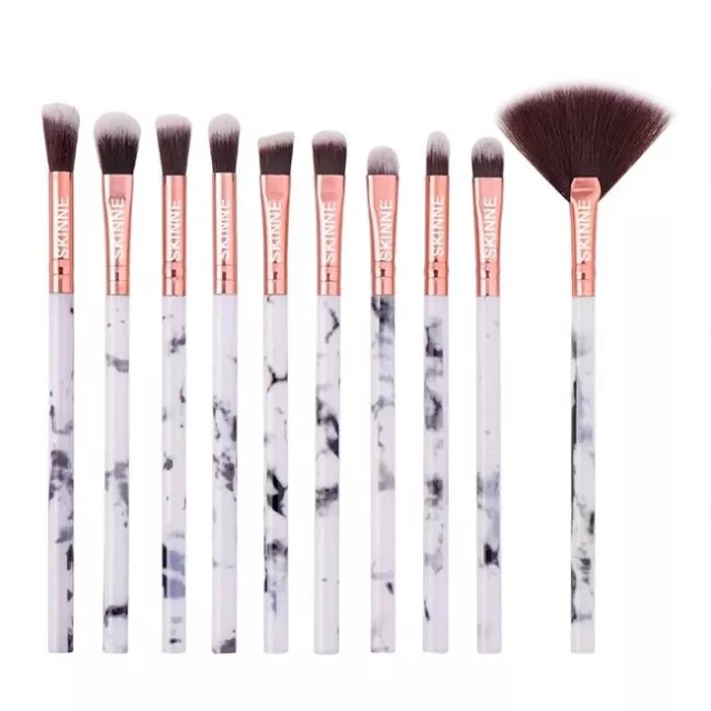 10Pcs Marble Makeup Brush Set Foundation Powder Blush Blending Eyeshadow Brushes