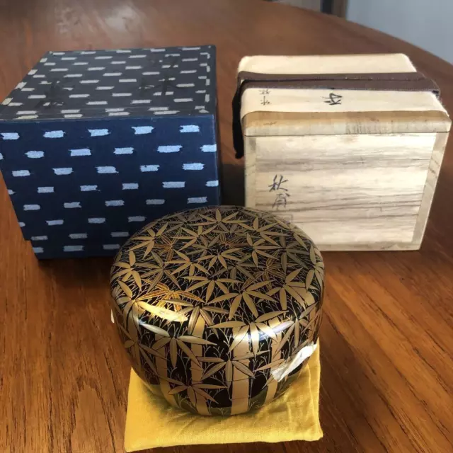 Natsume Tea Caddy Container Canister Makie(Gold Lacquer) U-0258