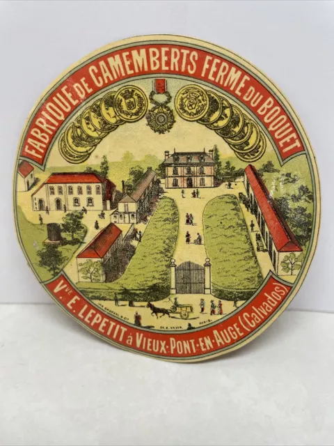 Ancienne Étiquette Fromage: Camembert Ferme Du Biquet Vieux-Pont-En-Auge LEPETIT