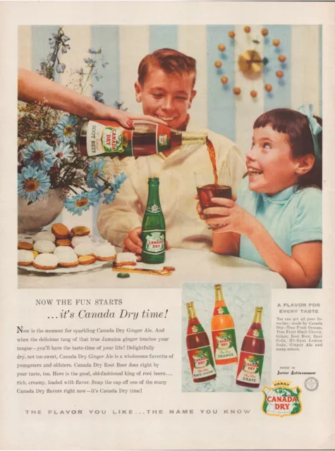 Print Ad Canada Dry Soda 1956 Grape Cherry Full Page Large Magazine 10.5"x13.5"