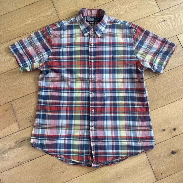 Polo Ralph Lauren Shirt Men’s Large Madras Check Short Sleeve Custom Fit