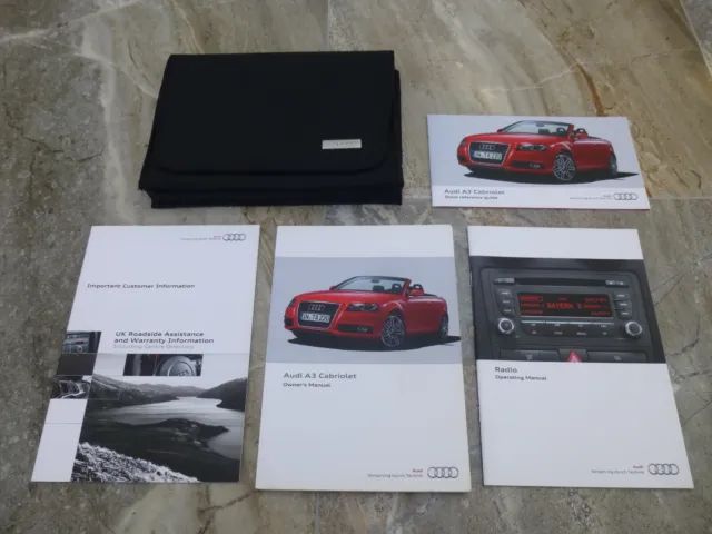 Audi A3 cabriolet convertible 8p Owners handbook pack manual & wallet 2011