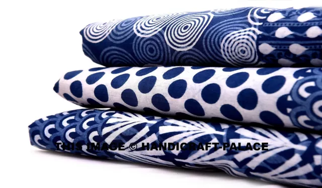 Indien Coton Voile Tissu Main Bloc Imprimé Loisirs Créatifs Couture par Le Mètre
