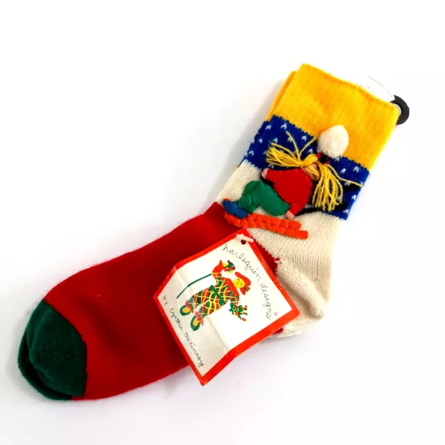Vintage Cynthis McKinney Socks Children's Size Ages 7-12 Skier Multi Color New