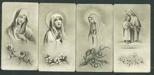 4 Estampas antiguas de la Virgen andachtsbild santino holy card santini