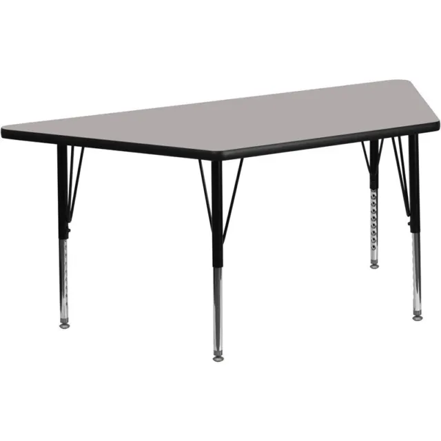 Flash Furniture 26" x 58" Trapezoid High Pressure Top Activity Table in Gray