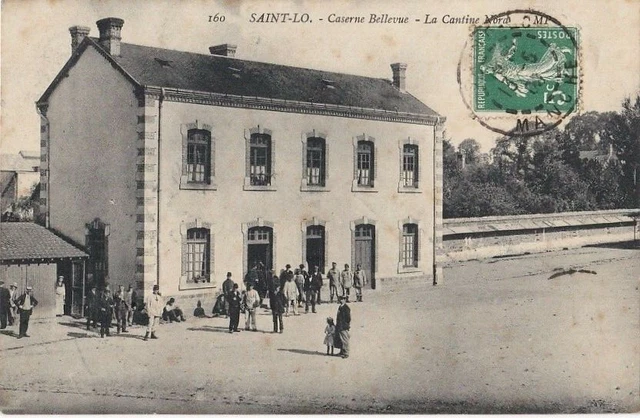 CPA 50 NORMANDIE Manche - SAINT-LO Caserne BELLEVUE La Cantine Nord 1909 Animée