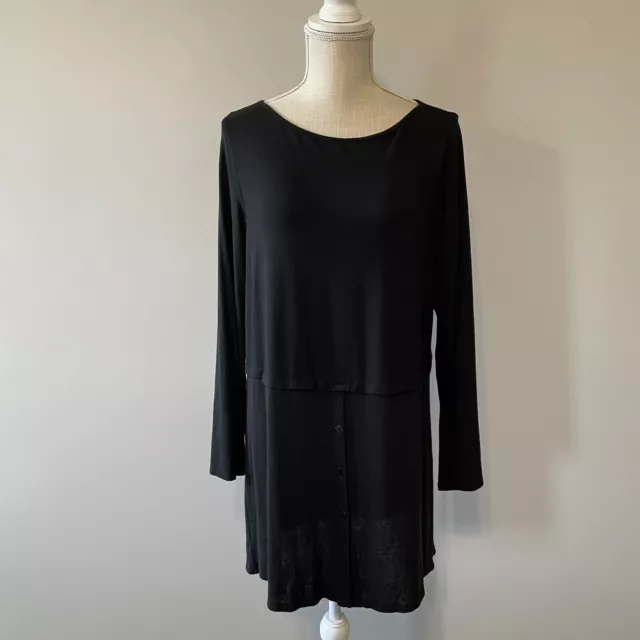 J JILL TUNIC Womens Medium Black Long Sleeve Wearever Top £36.95 - PicClick  UK