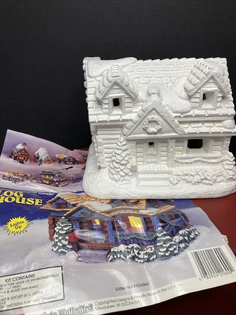 Wee Crafts Vtg Christmas Village Log House Ready To Paint Christmas Village