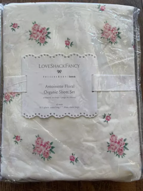 New Pottery Barn Teen LoveShackFancy Antoinette Floral Organic Twin Sheet Set