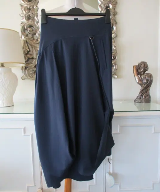 CABOOSE Hitched Hem Navy Blue Quirky Skirt HIGH CLAIRE CAMPBELL 10