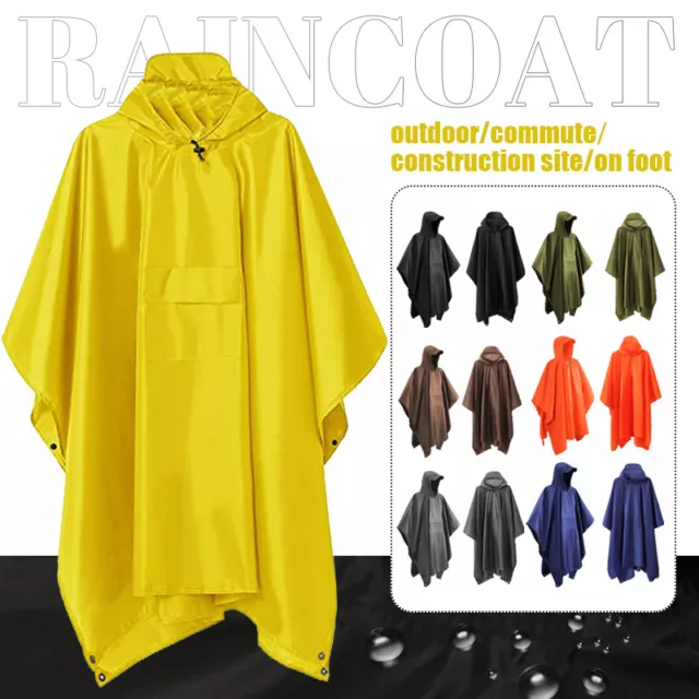 Plus Unisex Men Waterproof Poncho Cape Raincoat Hooded Adult Rain Cloak Jacket