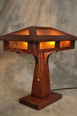 Mission Arts and Crafts Style Mica Desk Lamp