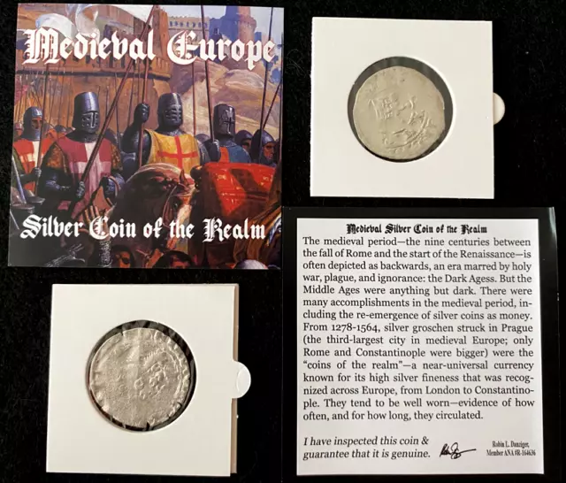 Medieval Europe SILVER Coin Of the Realm 1278-1564 COA & History & Mini Album