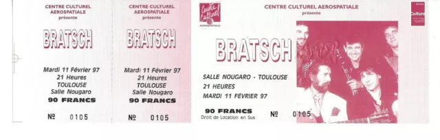 Rare / Ticket Billet De Concert - Bratsch : Live A Toulouse ( France ) 1997