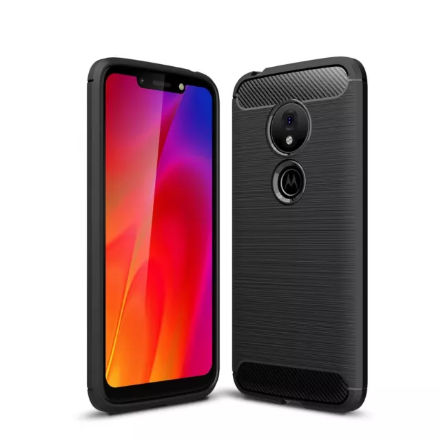 For Motorola Moto G7 Play Case Carbon Fibre Gel Cover Ultra Slim Shockproof