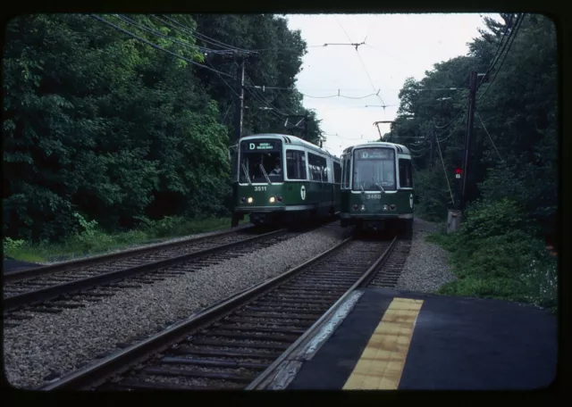 Trolley Slide - Boston MBTA T #3511 & #3468 LRV 1979 Riverside Line Transit