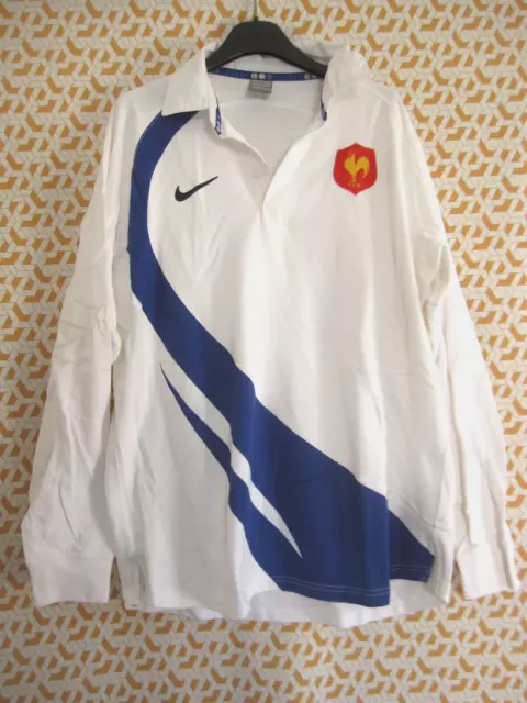 Maillot Rugby Equipe QUINZE de FRANCE Blanc Coton Nike Vintage FFR - L