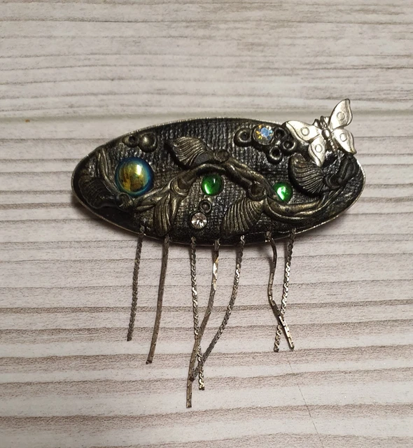 Broche Ovale En Argent Massif 800 Filigrane Fleur - Vintage XXème Siècle - Occasion
