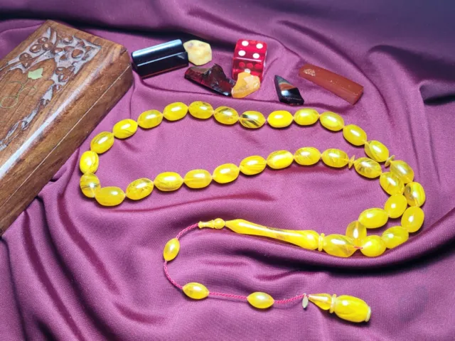Original German Amber Bakelite Catalin Prayer Beads, Tasbih, Islamic Misbaha 3