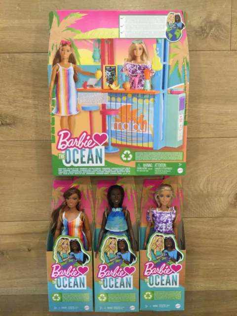 Barbie Loves the Ocean Strandhütte & Zubehör & 3 Barbie-Puppen - NEU