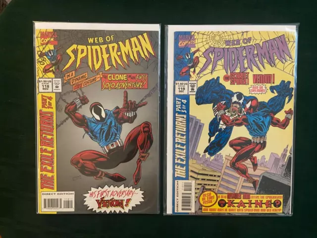 Web Of Spider-Man #118 & #119 Key Lot,  1st Scarlet Spider & Kaine High Grade NM