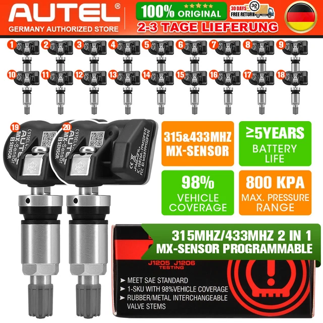 20 x sensore Autel MX 315&433 MHz sistema di controllo pressione pneumatici auto programma TPMS RDKS