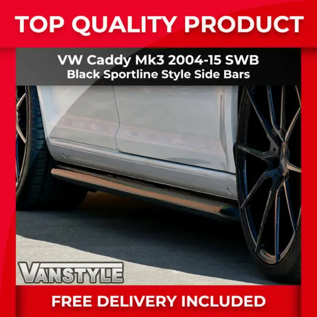 Fits Vw Caddy 04-10 + 10-15 Side Bars Black Sportline Style Quality Swb