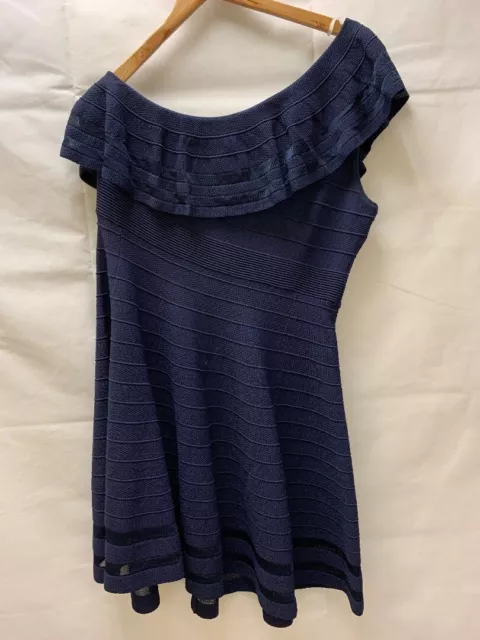 Women's TED BAKER blue textured Spring Dress Size 18 CG S65