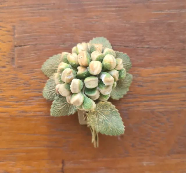 Vintage 1930s Hydrangea Flower & Leaf Dress Scarf Clip *Miriam Haskell Style