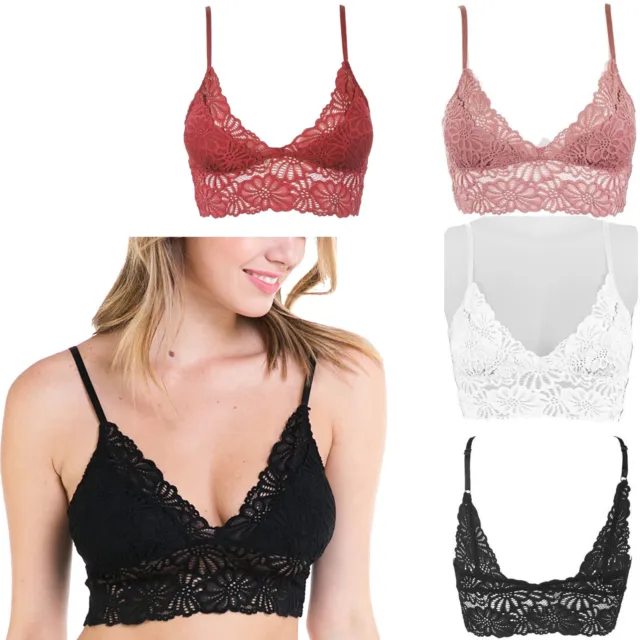 Lace Removable Pads Elastic Band Bralette Braustier Top Sheer Wireless Bras