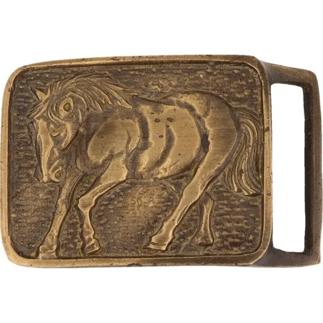 Nos Brass Wild Horse Southwestern Cowgirl Cowboy Western 70s Vintage Belt Buckle